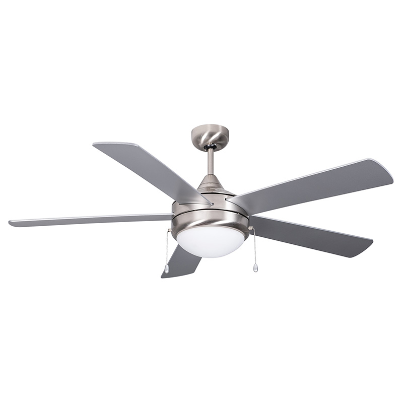 52" Fan Led Dome Satin Nickel Black/Mahogany