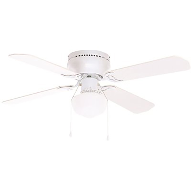 42" 4-Blade Hugger Ceiling Fan w/Light Kit  - White - White/Bleached Oak Blades