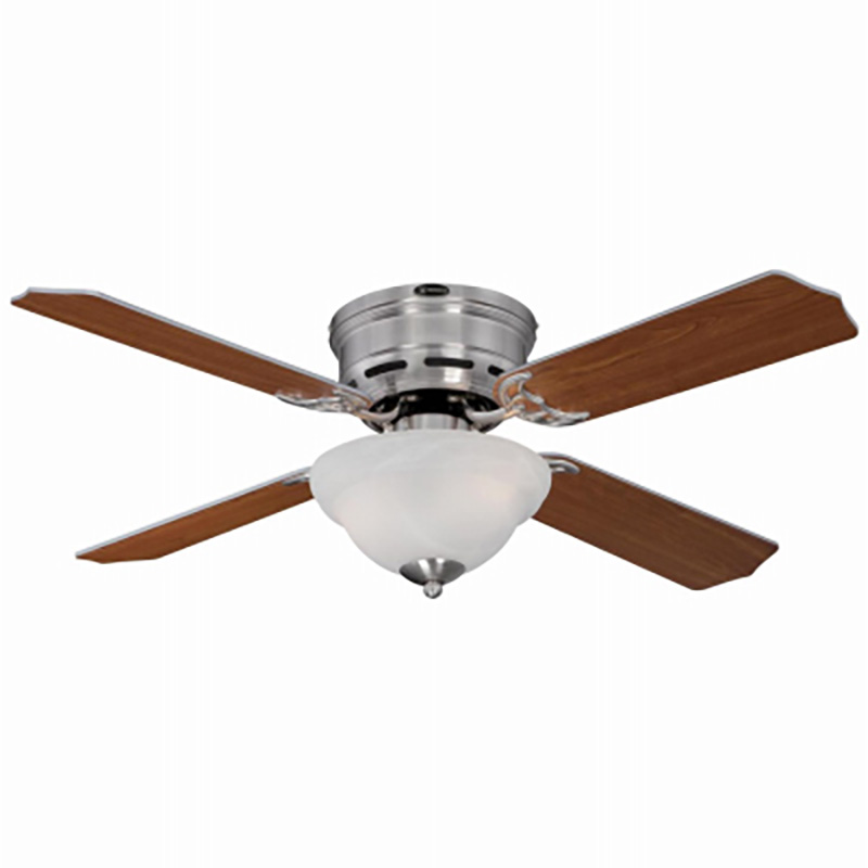 42" Satin Nickel Hugger Fan with Light Kit