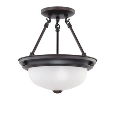 11" Semi-Flush 2 Bulb Pendant Ceiling Fixture - Bronze