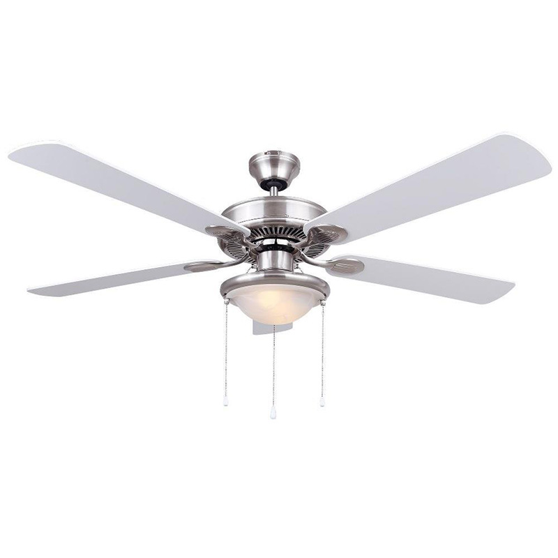 52" 5-Blade Kincaid BPT LED Ceiling Fan w/Light Kit- Brushed Pewter - Bleach Oak/White Blades