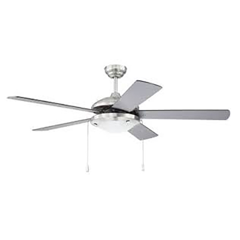52" 5-Blade Nikia Indoor Ceiling Fan w/Light Kit - Satin Nickel - Satin Nickel/Walnut Blades