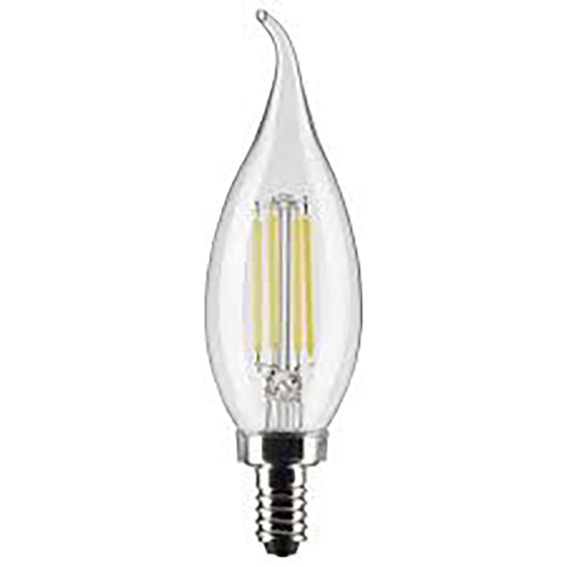 4W CA10 LED 5000K 40W Eqv Clear Bright White Flame Tip Bulb - 2/pack