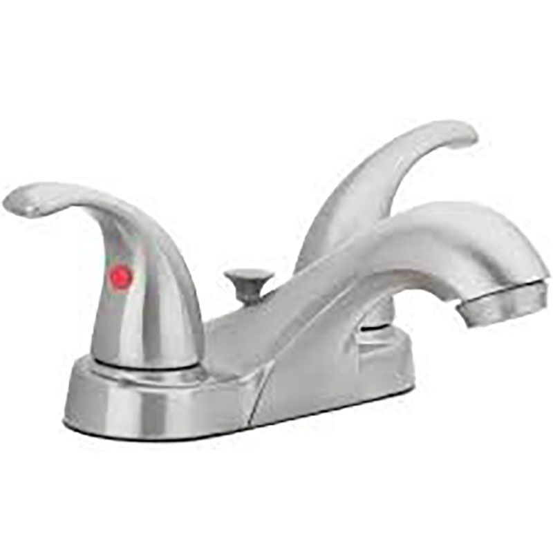 Aqua Vista Two Handle Bathroom Faucet - Satin Nickel - With Pop-Up