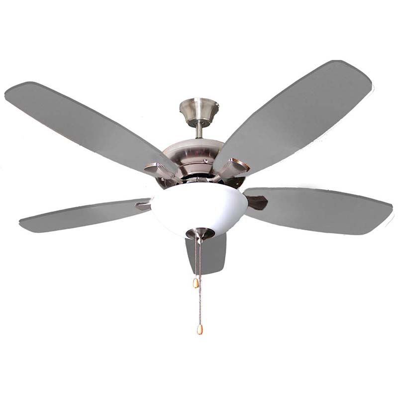 52" 5-Blade Asher LED Ceiling Fan w/Light Kit - Satin Nickel - Silver/Walnut Blades