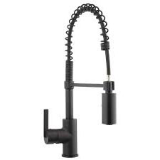 Single Handle Spring Neck Kitchen Faucet with Pull Down Sprayer - Matte Black