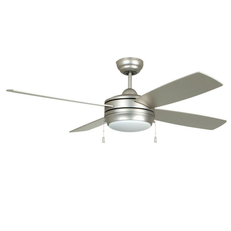 52" 4-Blade Skylux LED Ceiling Fan w/Light Kit - Satin Nickel - Silver/Black Blades