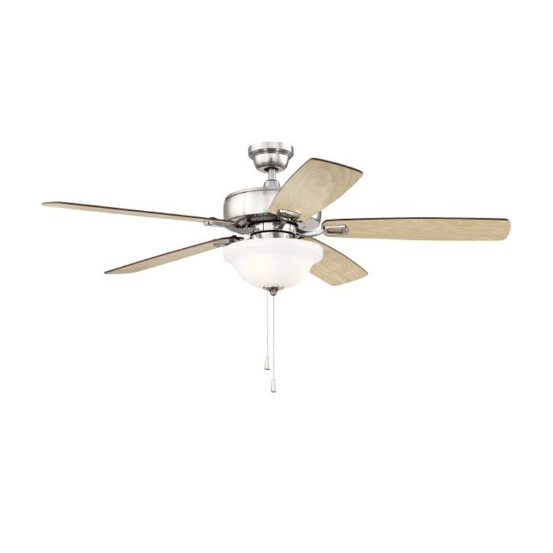 52" 5-Blade Twist N Click LED Ceiling Fan w/Light Kit - Satin Nickel - Ash/Mahogany Blades