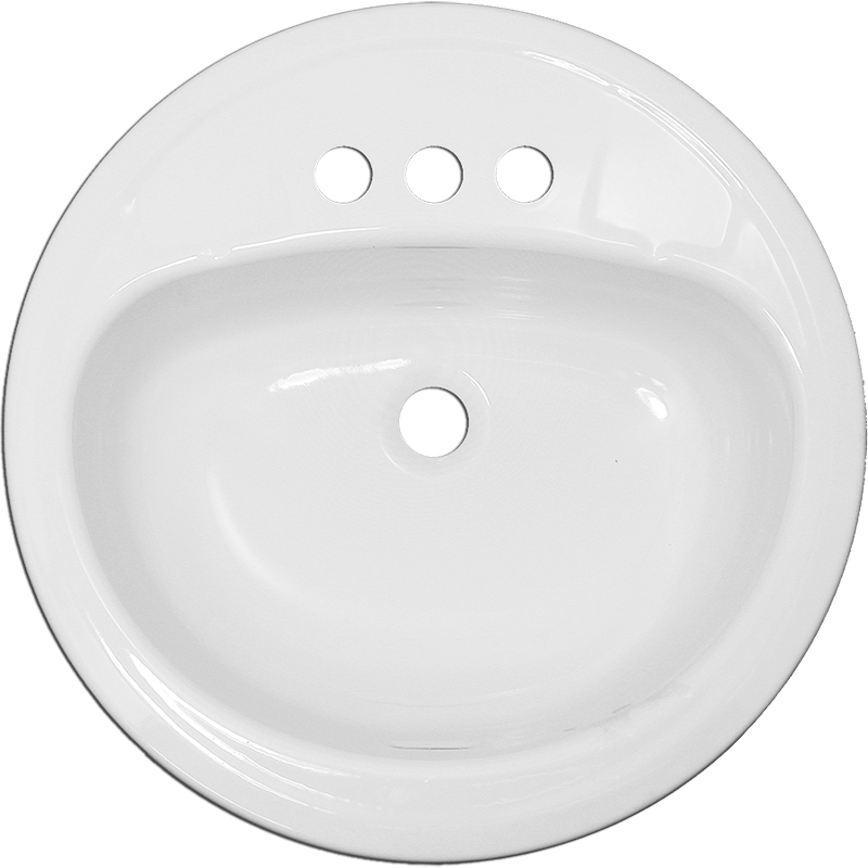 19" Round Bathroom Sink - White Porcelain