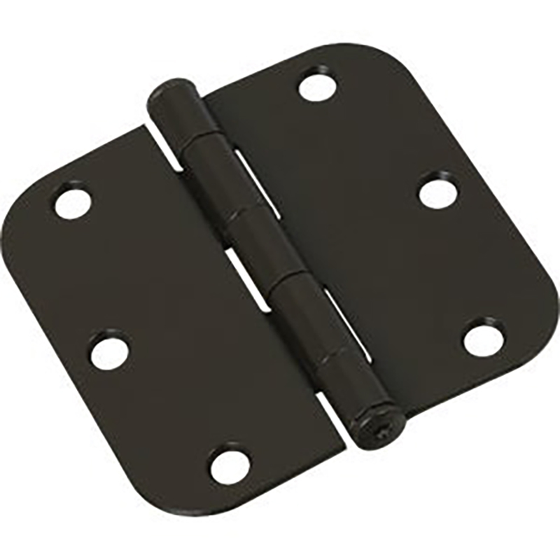 3-1/2" Round Corner Door Hinge - Matte Black - 2/pack