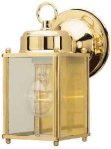9" Outdoor 1 Bulb Wall Mount Lantern Fixture - Polished Brass