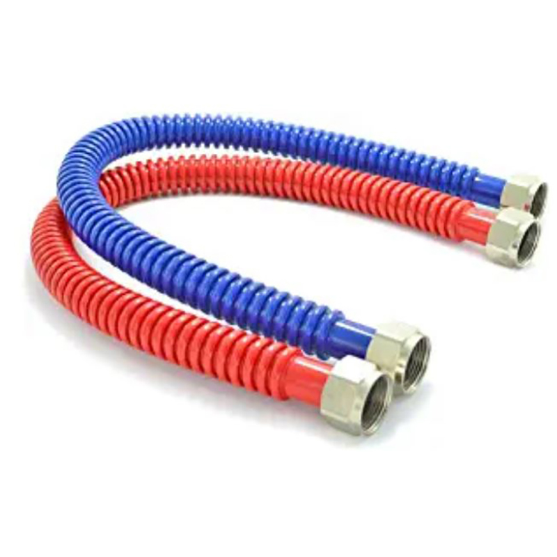 3/4" FIP x 24" Water Heater Connector - Red & Blue - Stainless Steel