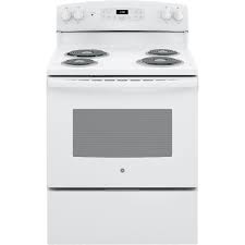 GE® 30" Free Standing 4 Burner Self Cleaning Electric Range - White