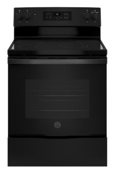 GE® 30" Free Standing 4 Burner Glass Top Electric Range - Black