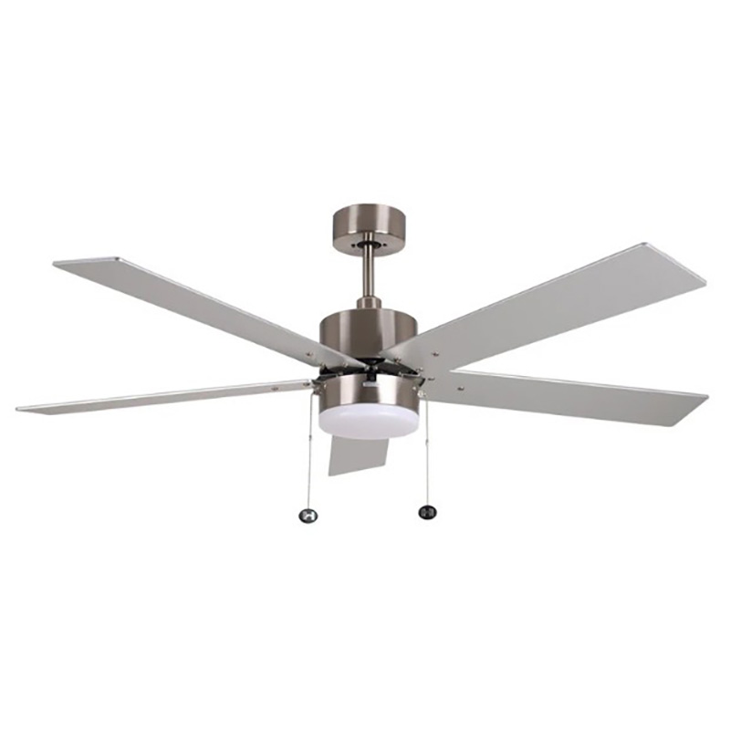 52" 5-Blade Metro Cylinder Ceiling Fan w/LED Light Kit - Satin Nickel - Silver/Walnut Blades