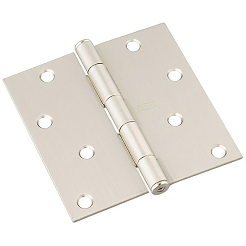 4" Square Corner Door Hinge - Satin Nickel
