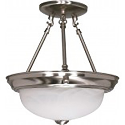 Semi Flush 2 Light Satin Nickel with Alabaster