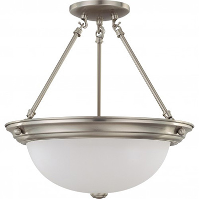 3 Light Large-Flush Fixture Satin Nickel