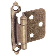 Flush Cabinet Door Hinge - Antique Brass - 2/pack