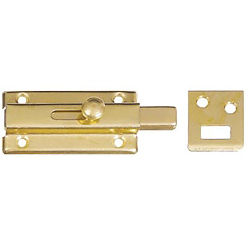 3" Door Slide Bolt - Polished Brass