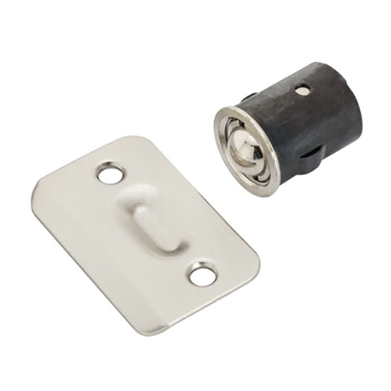 7/8" Drive In Ball Catch with Plate - Satin Nickel