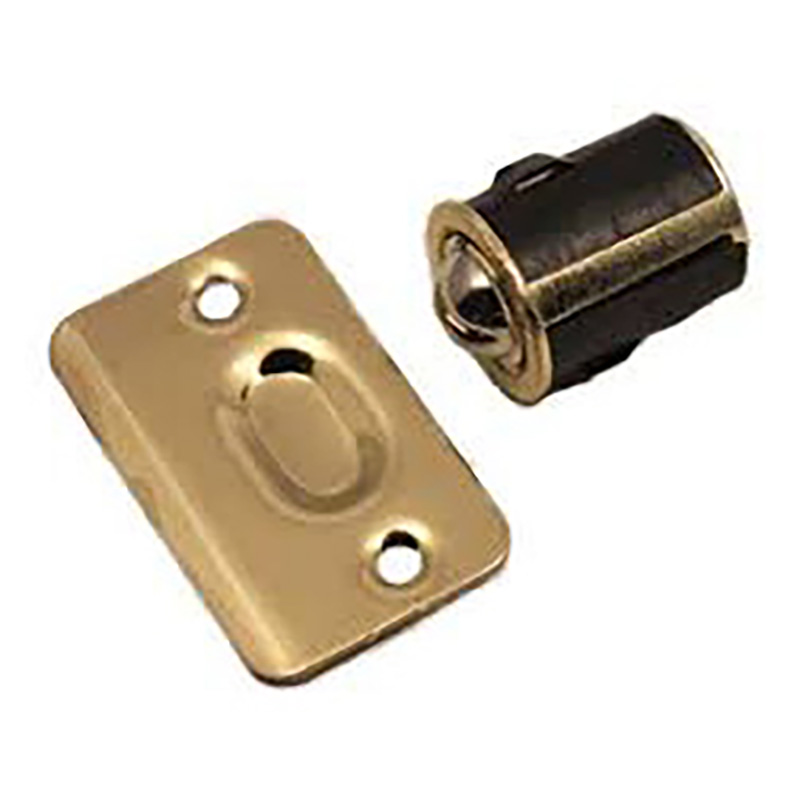 7/8" Drive In Ball Catch with Plate - Polished Brass