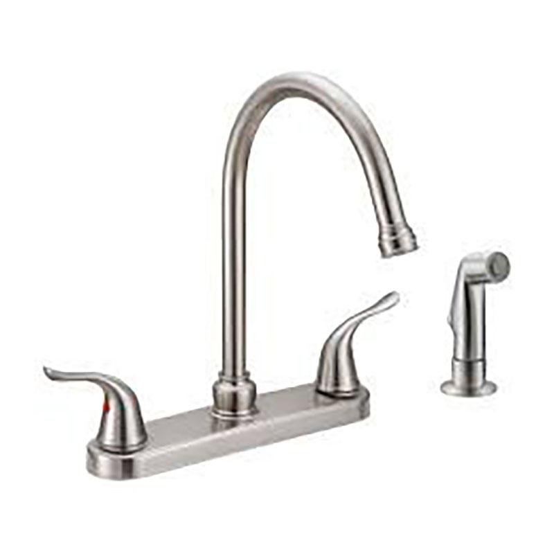 Two Handle Kitchen Faucet - Satin Nickel - With Spray