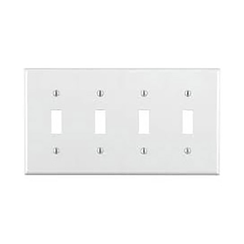 4 Gang Toggle Light Switch Plate - Standard Size - White