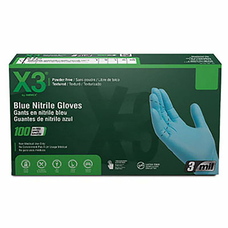 Medium Nitrile Industrial Blue Rubber Gloves - 100/pack