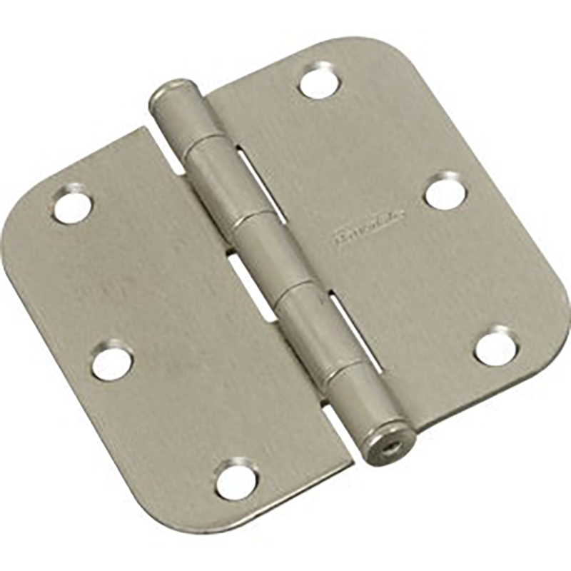 3-1/2" Round Corner Door Hinge - Satin Nickel