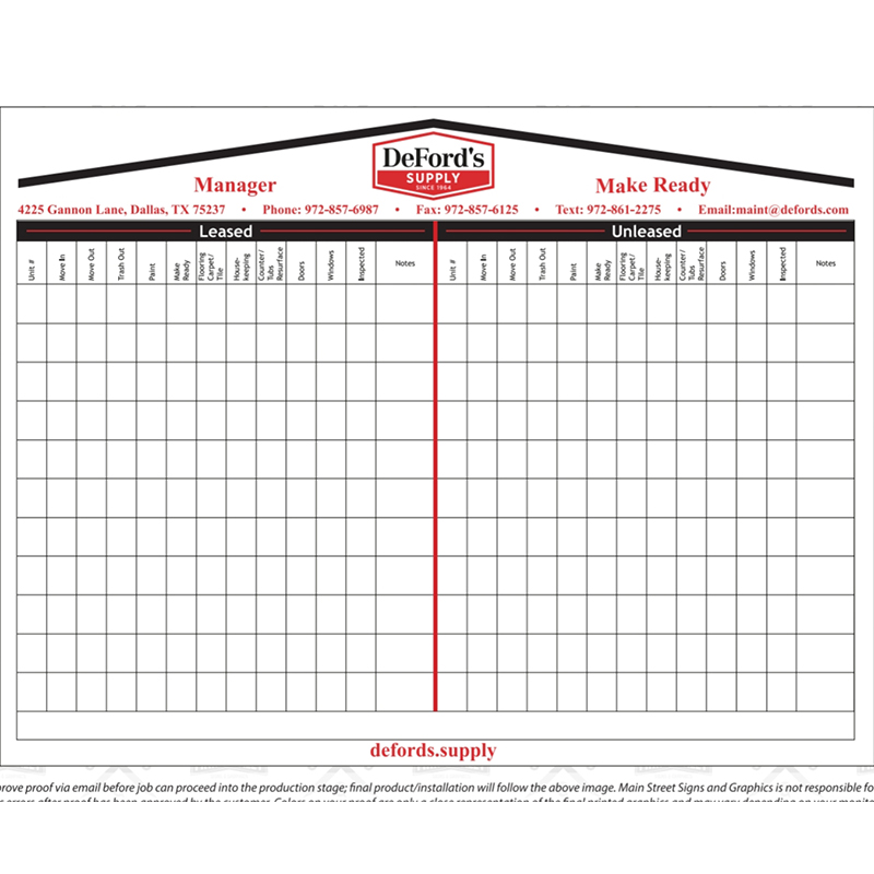 48" x 36" Make Ready Dry Erase Board