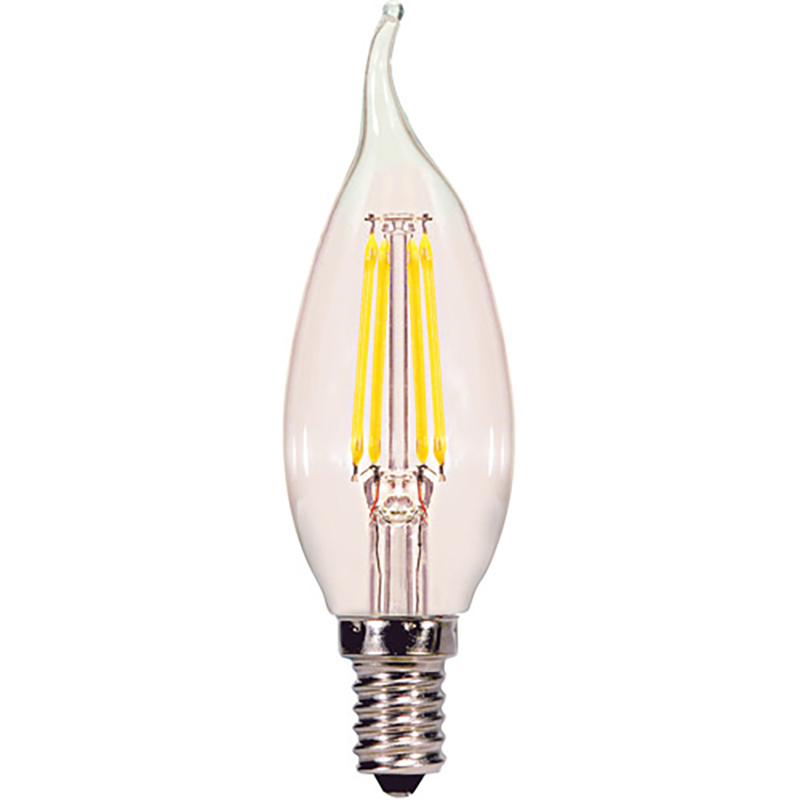 4W CA10 LED 2700K 40W Eqv Clear Warm White Flame Tip Bulb - 2/pack