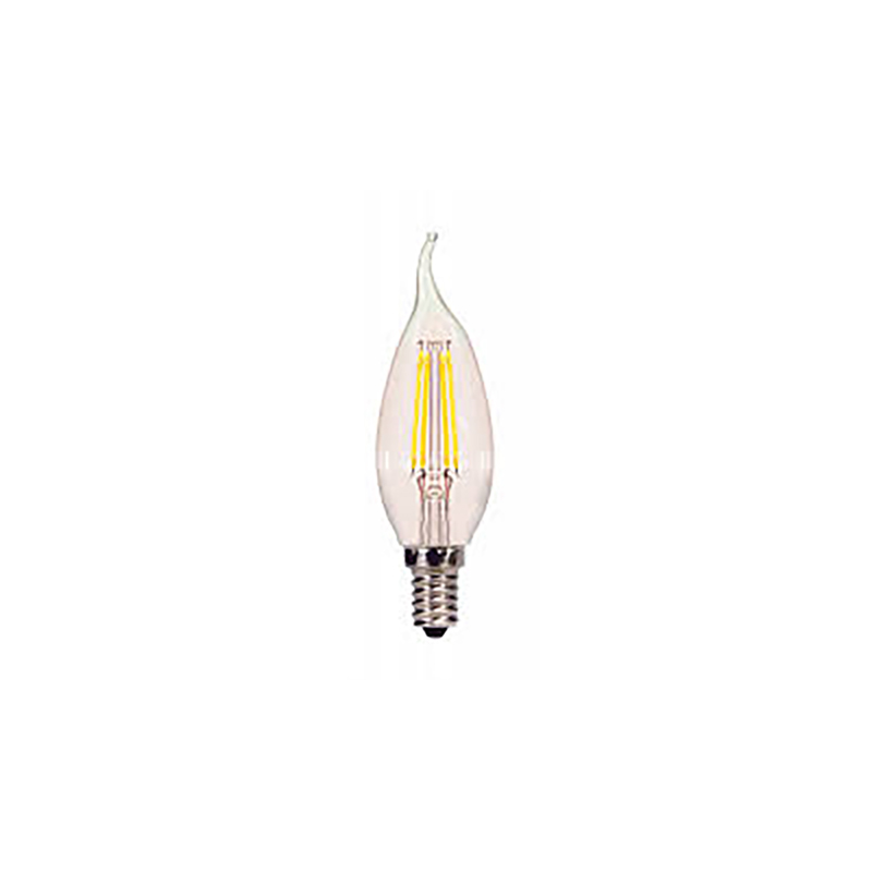 4W CA10 LED 5000K 40W Eqv Clear Bright White Flame Tip Bulb - 2/pack