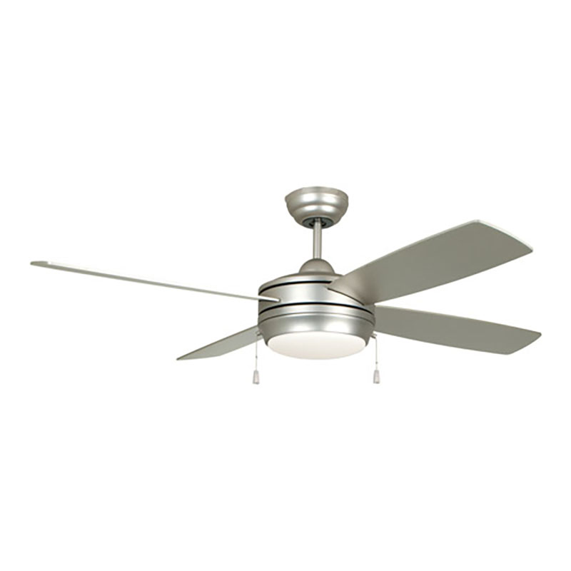 52" 4-Blade Skylux LED Ceiling Fan w/Light Kit - Satin Nickel - Silver/Black Blades